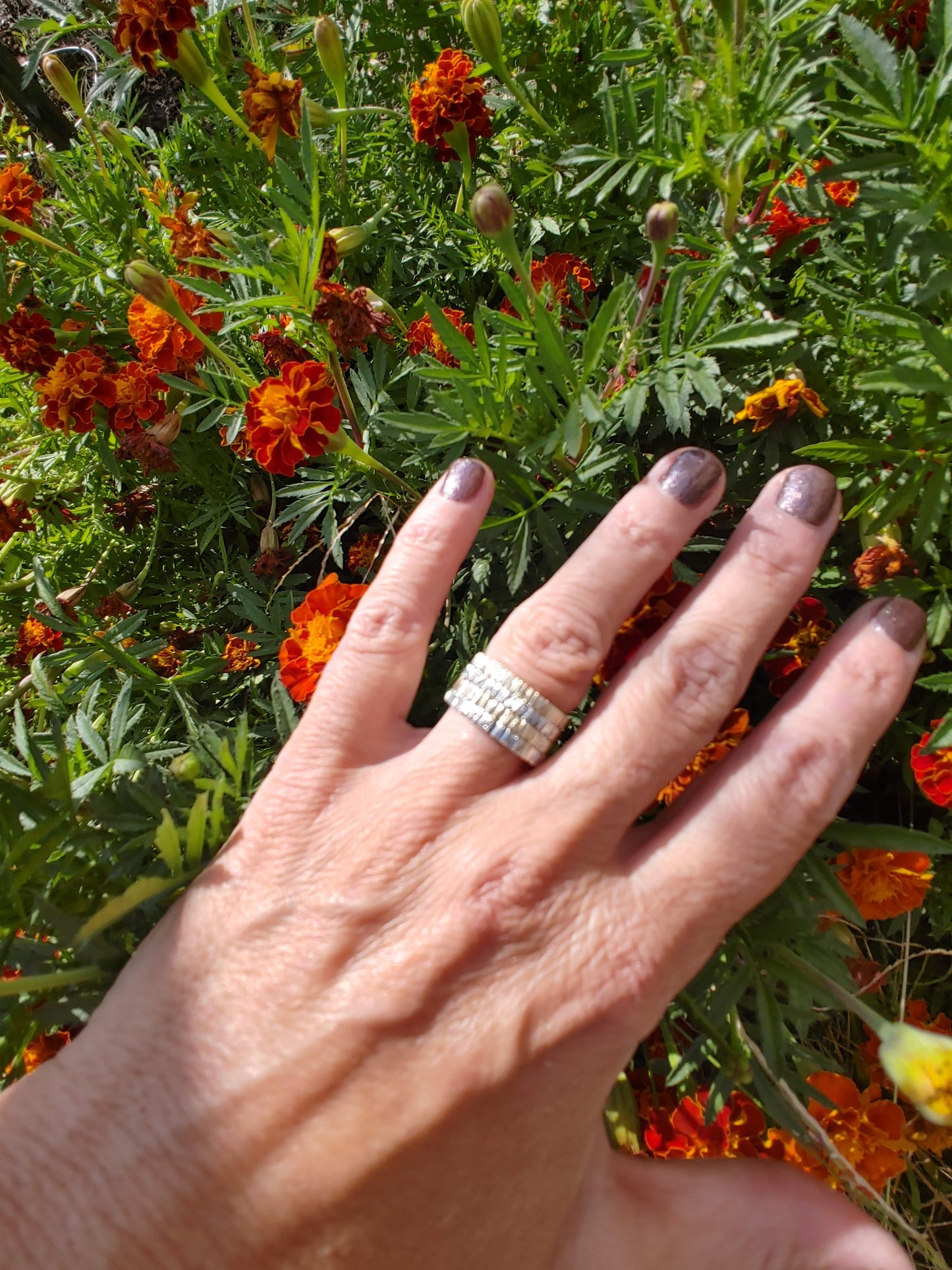 18K Solid Gold Stacking Rings Textured Bands