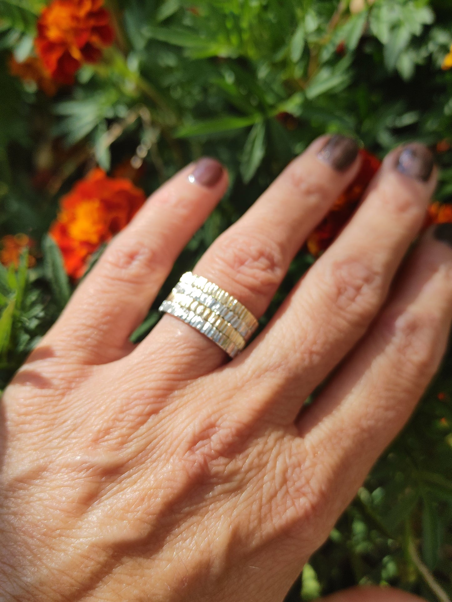 18K Solid Gold Stacking Rings Textured Bands