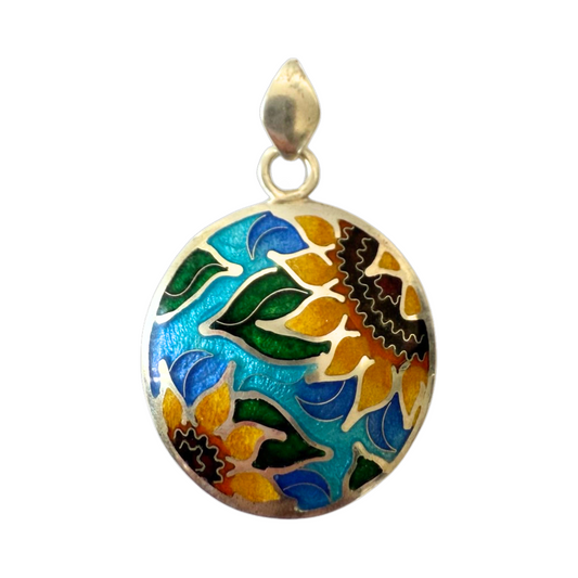 Enamel Cloisonne Sunflower Necklace