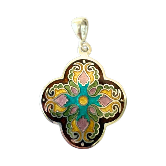 Enamel Cross Cloisonne Handmade Pendant
