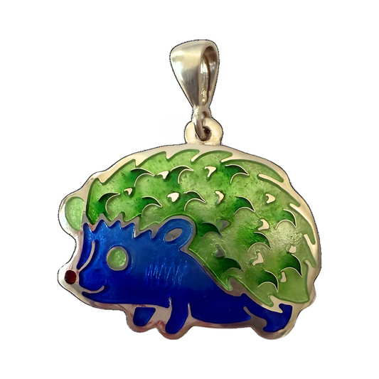 Cloisonne Enamel Hedgehog Necklace Handmade