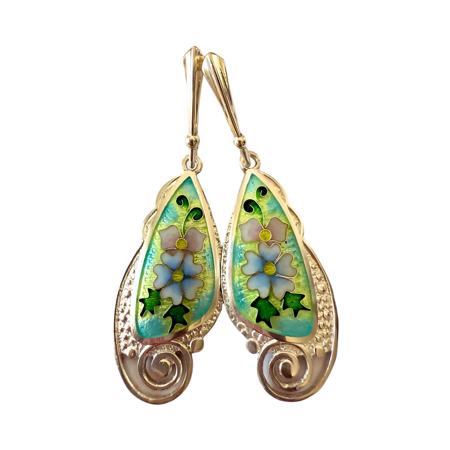 Cloisonne Enamel Flower Earrings