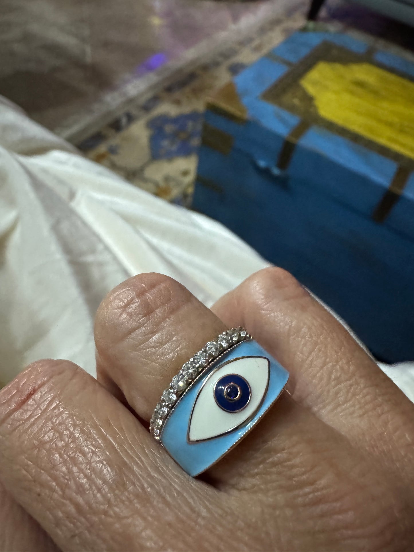 14K Solid Gold Evil Eye Ring/Rose Gold Evil Eye Ring Size 7