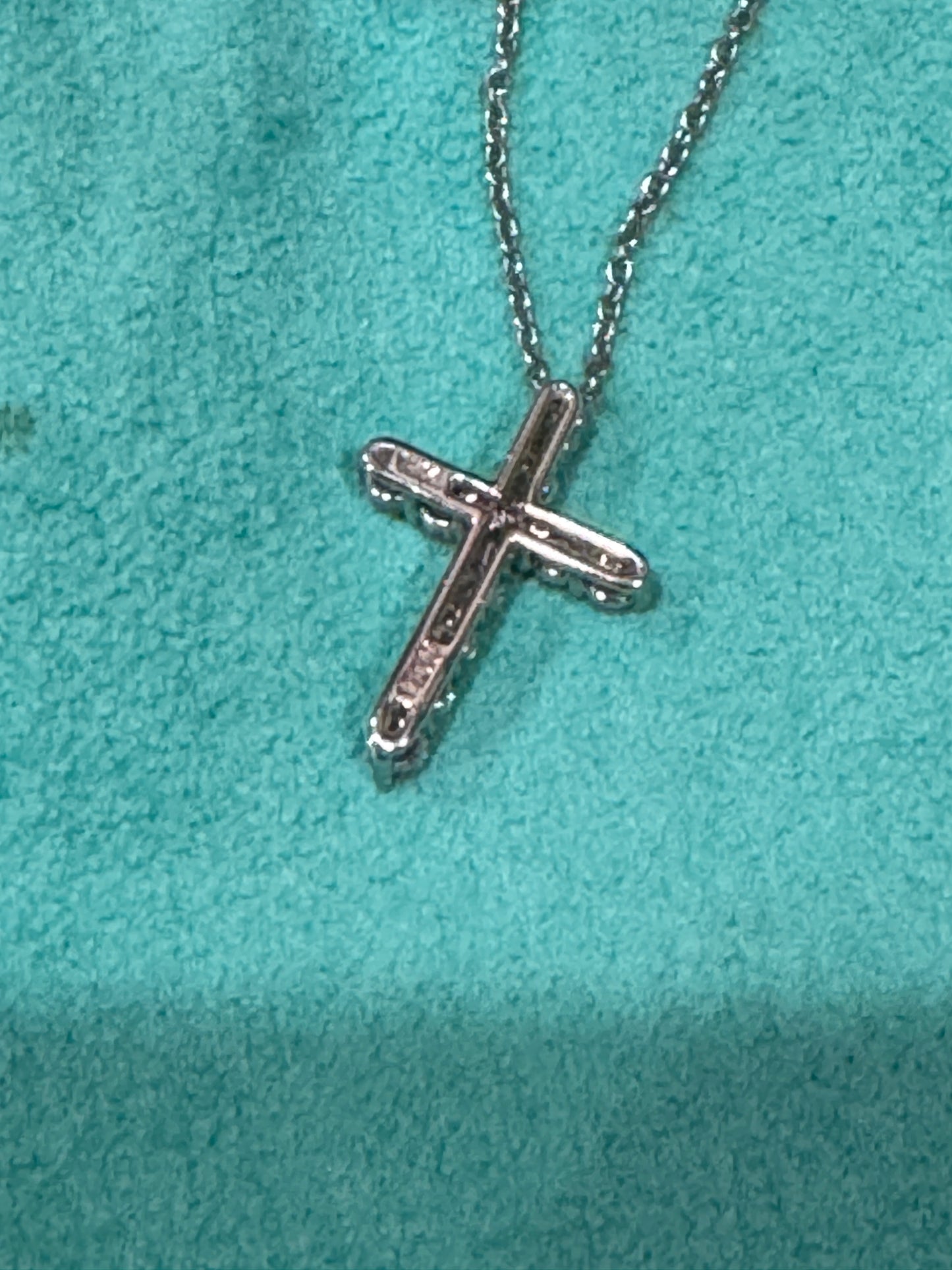 Tiffany & Co Platinum Diamond Cross Pendant Necklace