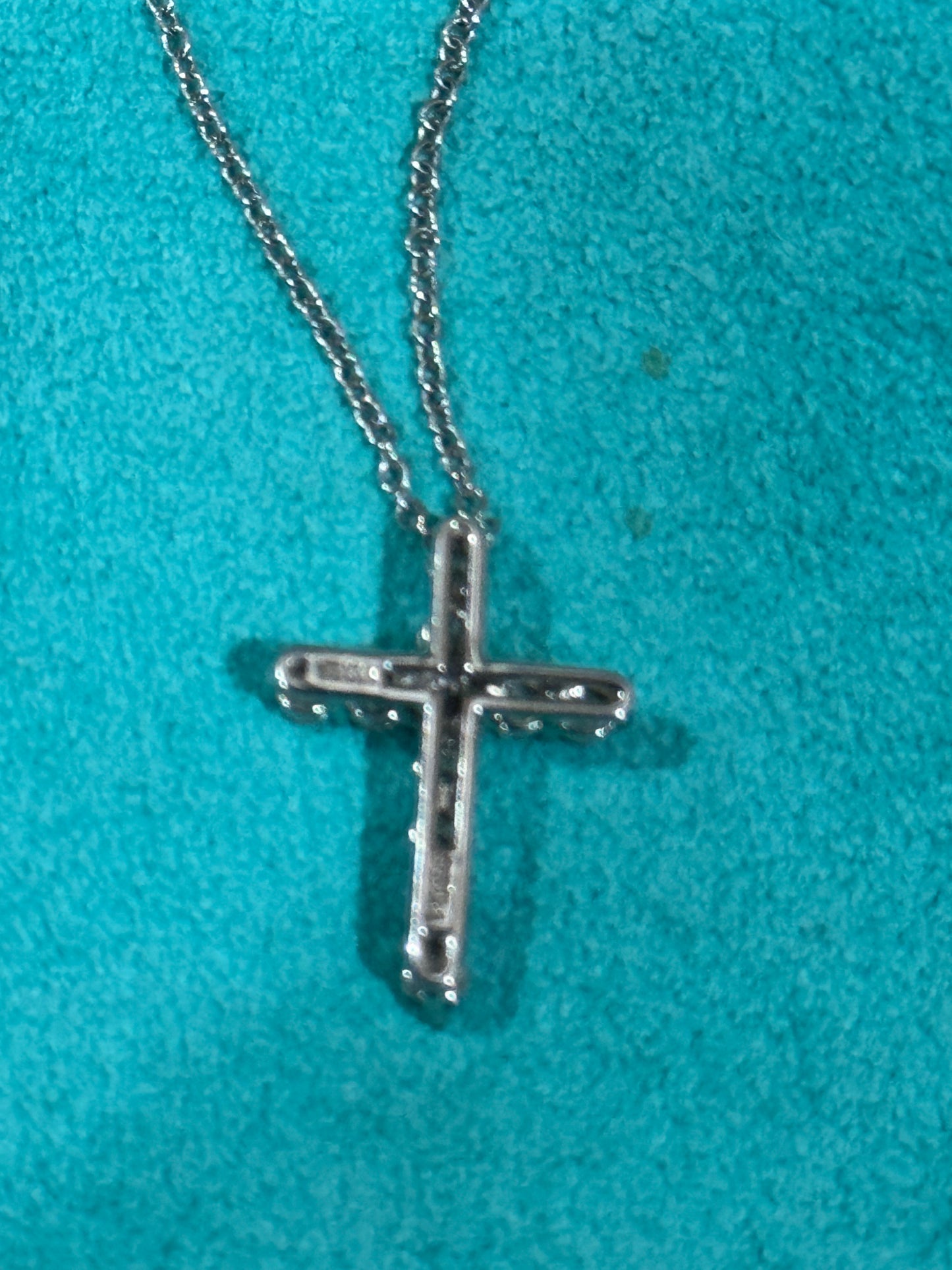 Tiffany & Co Platinum Diamond Cross Pendant Necklace
