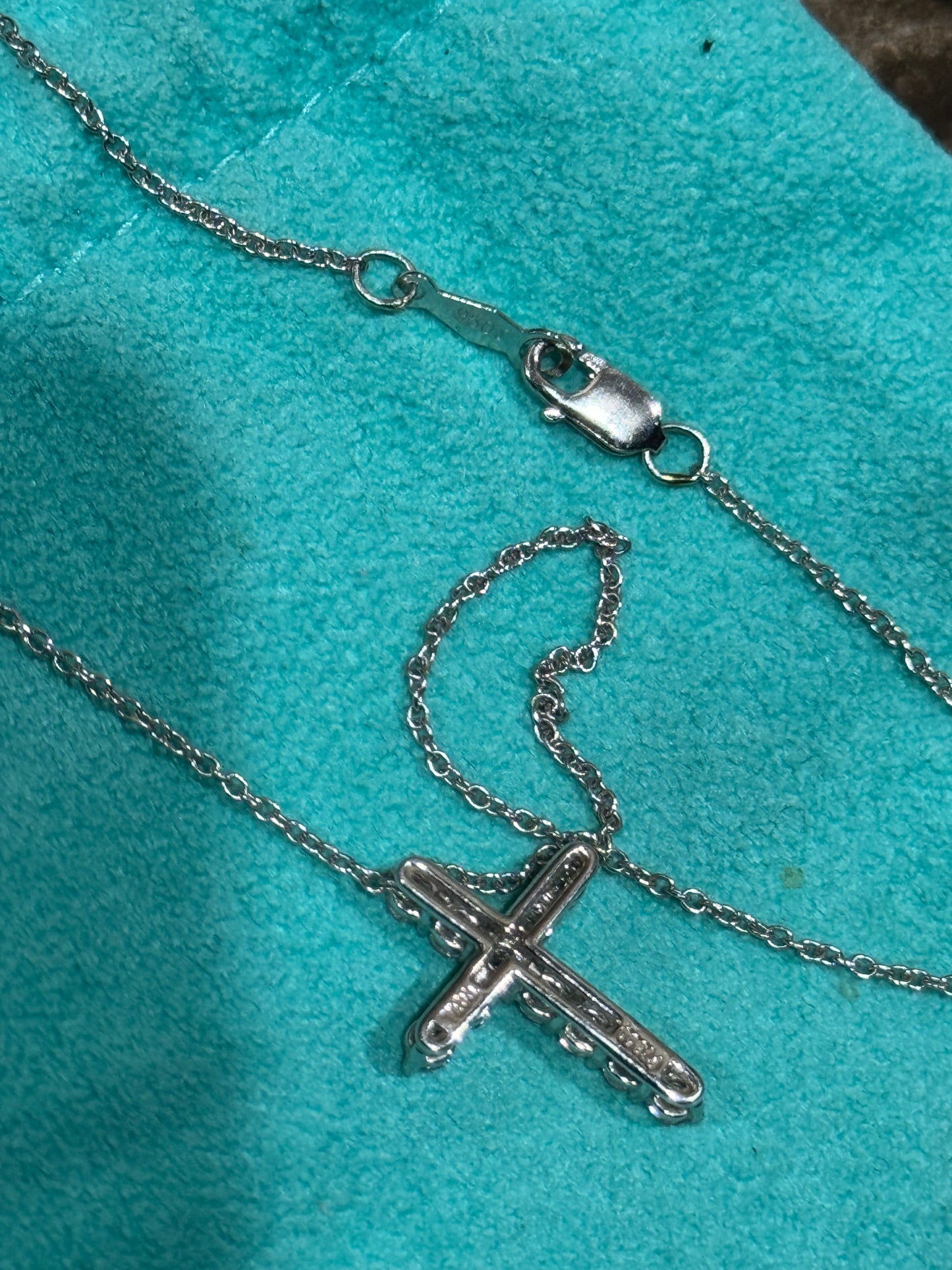 Tiffany & Co Platinum Diamond Cross Pendant Necklace