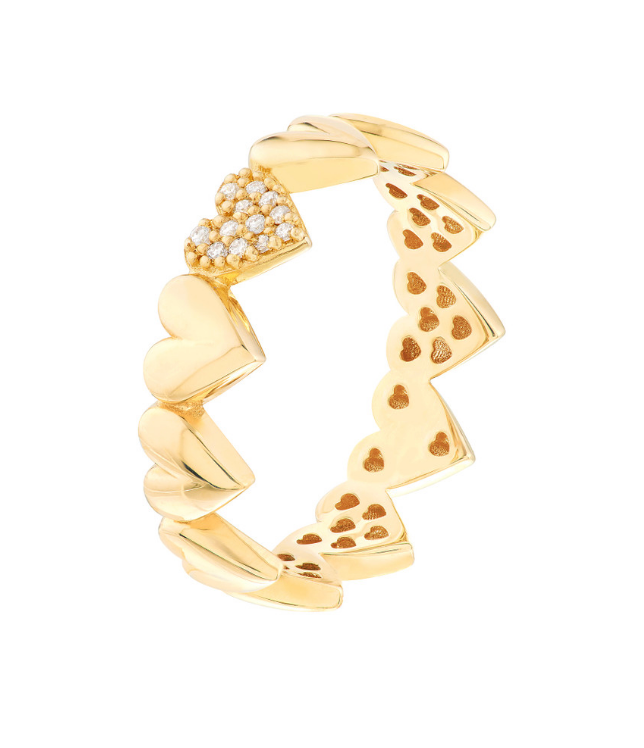 14K Gold Diamond Puffy Ring