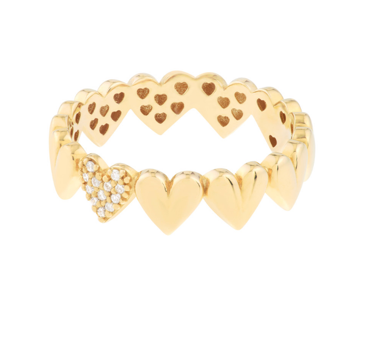 14K Gold Diamond Puffy Ring