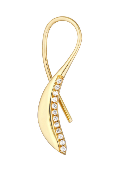 14KYellow Gold Diamond Threader Leaf Earrings