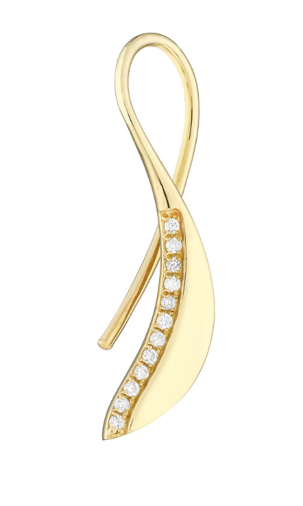 14KYellow Gold Diamond Threader Leaf Earrings