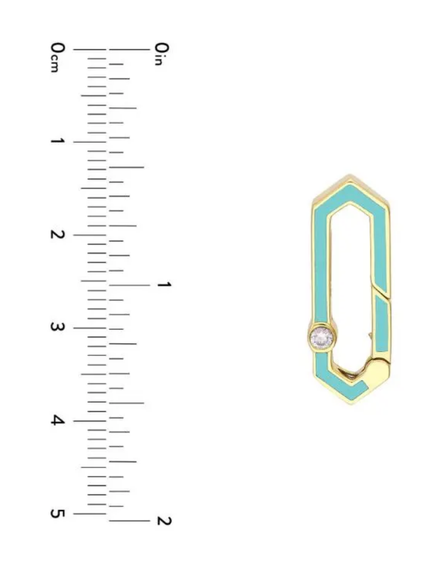 14K Yellow .06 CT Natural Diamond Hinged Turquoise Enamel Charm Bail