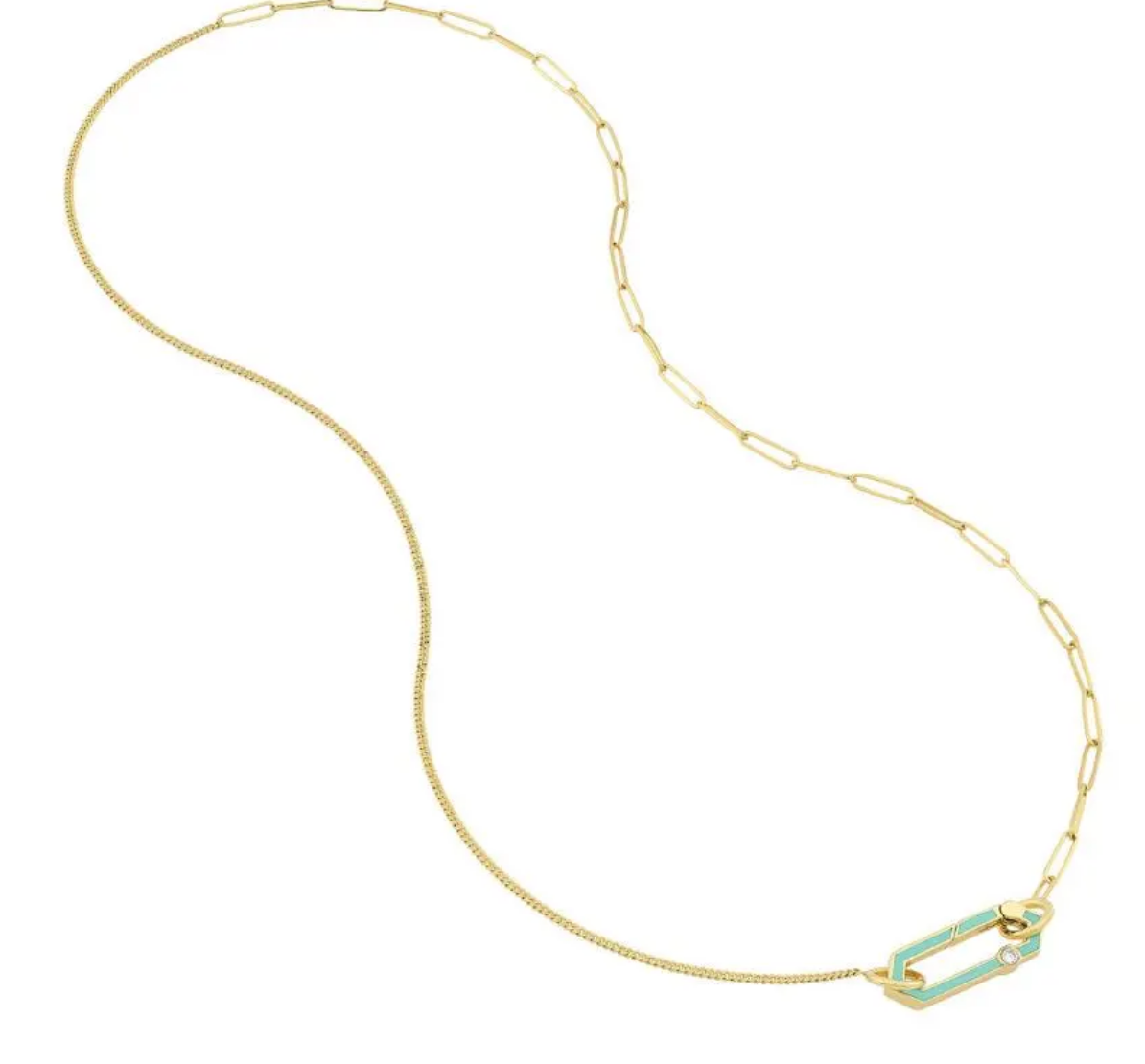 14K Yellow .06 CT Natural Diamond Hinged Turquoise Enamel Charm Bail