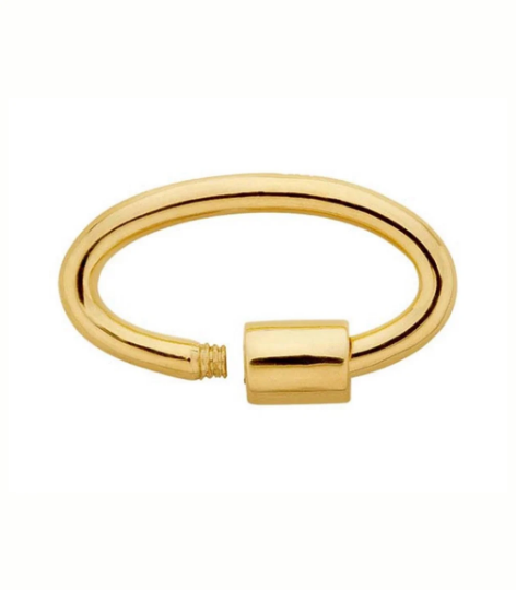 10K Gold Oval Charm Bail Carabiner Clasp For Necklaces