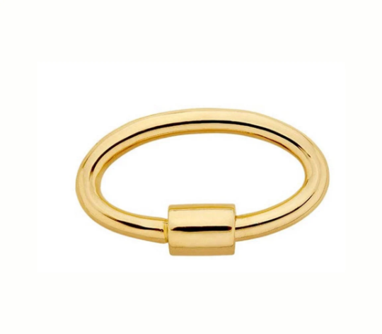 10K Gold Oval Charm Bail Carabiner Clasp For Necklaces