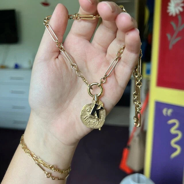 10K, 14K, 18K Gold Charm Bail Hinged, Push Clasp Connector