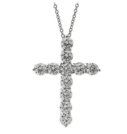 Tiffany & Co Platinum Diamond Cross Pendant Necklace