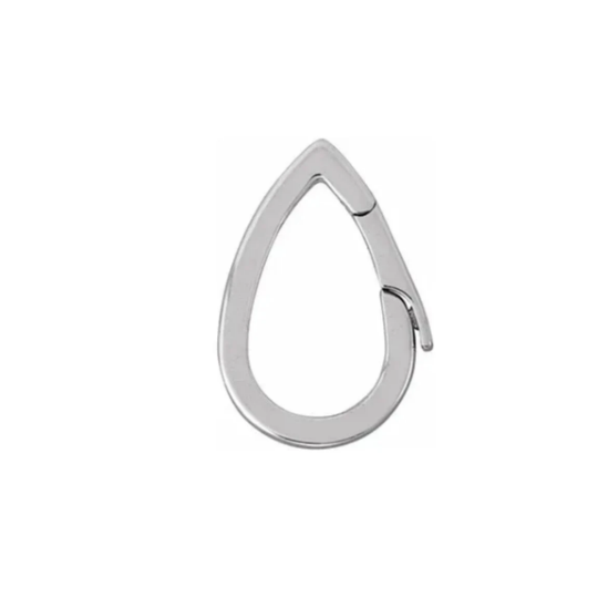 14K Yellow White Gold Charm Bail, Teardrop Hinged Clasp Bail