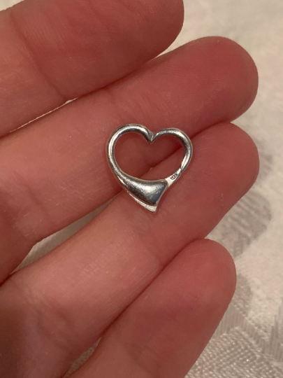 Sterling Silver Push Clasp Heart for Chain Necklace or Bracelet