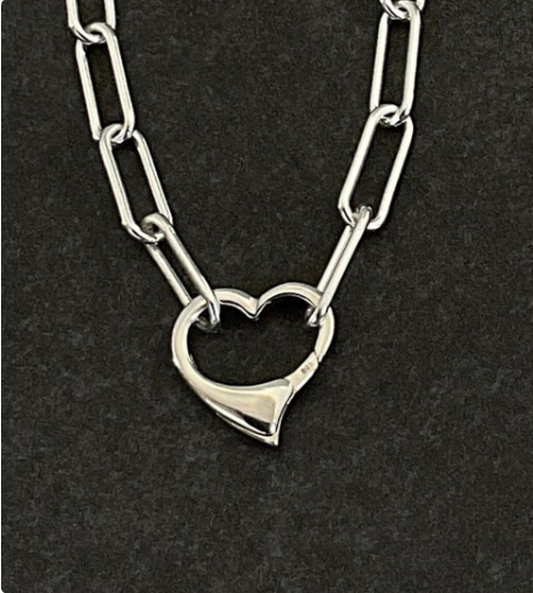 Sterling Silver Push Clasp Heart for Chain Necklace or Bracelet