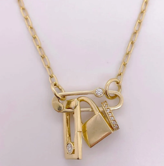 10K, 14K Gold Hinged Charm Bail, Yellow/White Gold