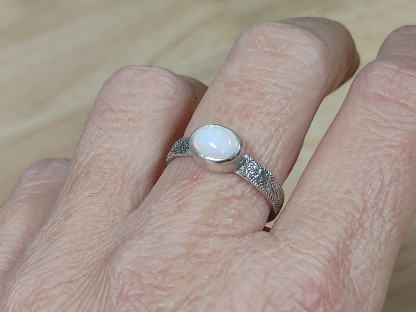 Handmade Ethiopian Opal Ring 7 1/4