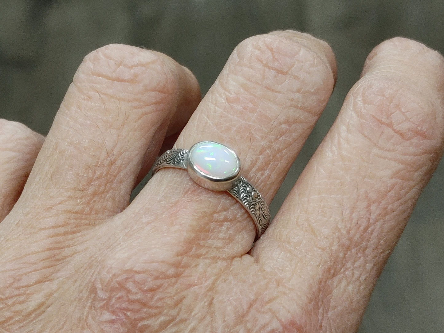 Handmade Ethiopian Opal Ring 7 1/4
