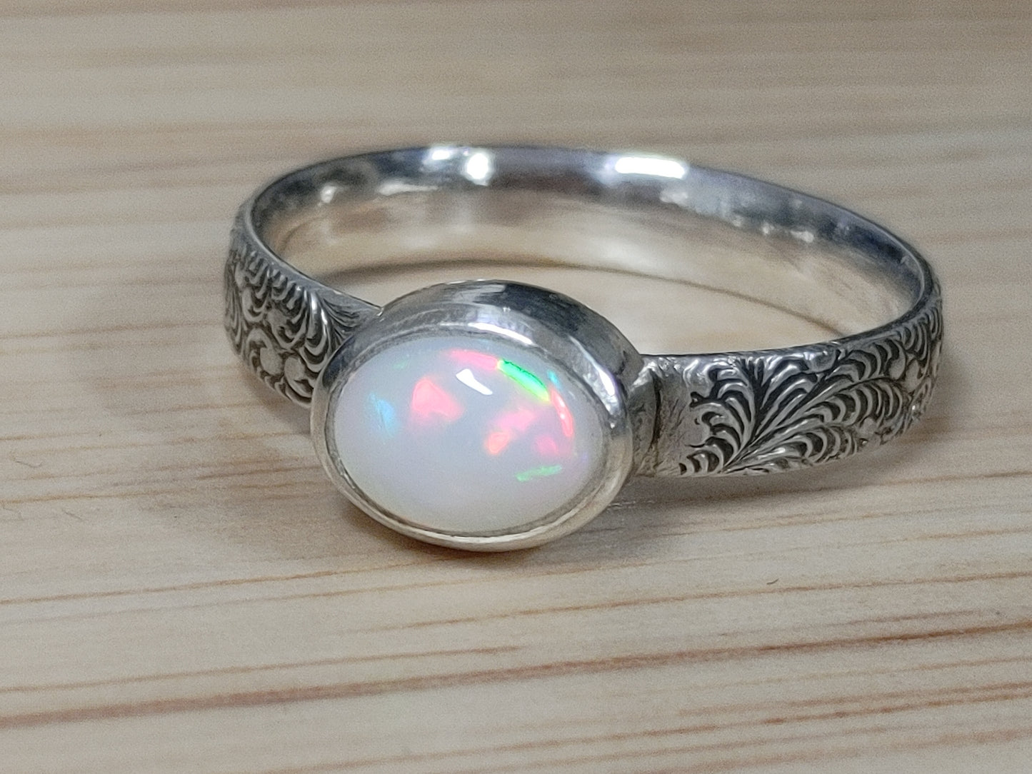 Handmade Ethiopian Opal Ring 7 1/4