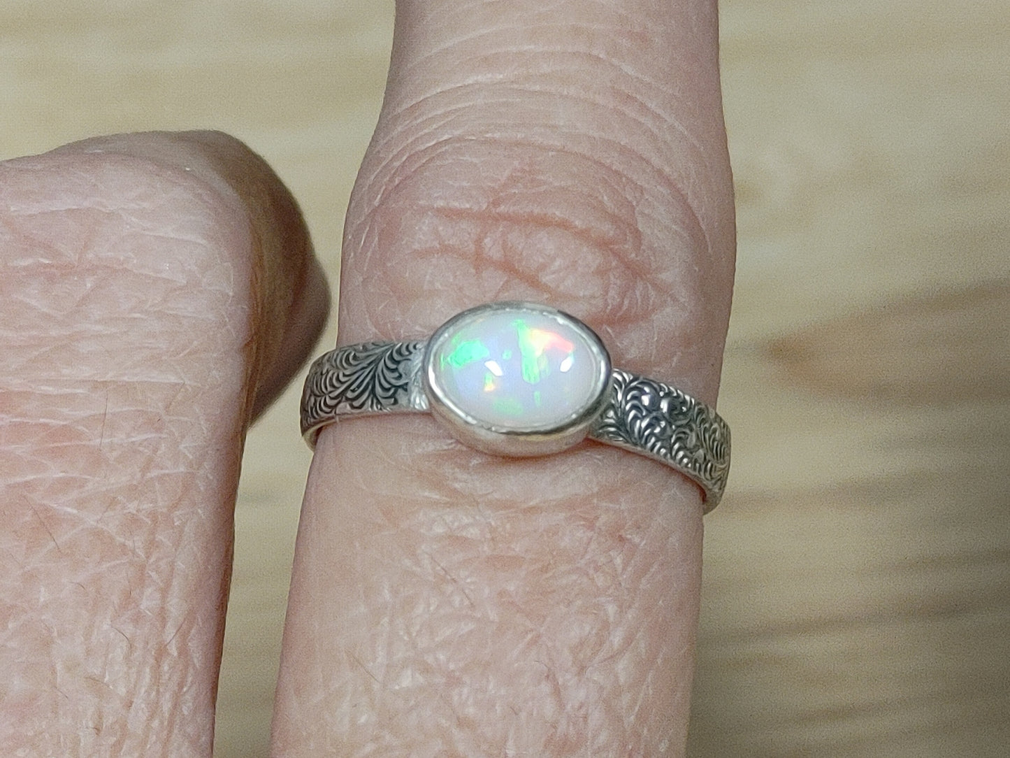 Handmade Ethiopian Opal Ring 7 1/4