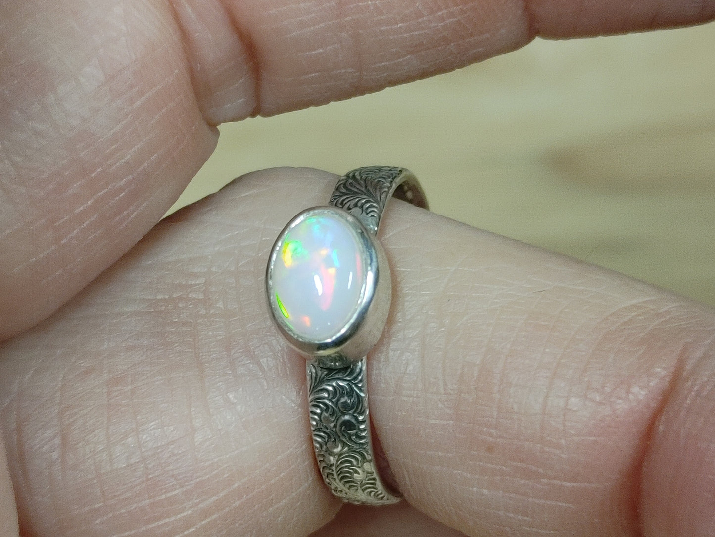 Handmade Ethiopian Opal Ring 7 1/4