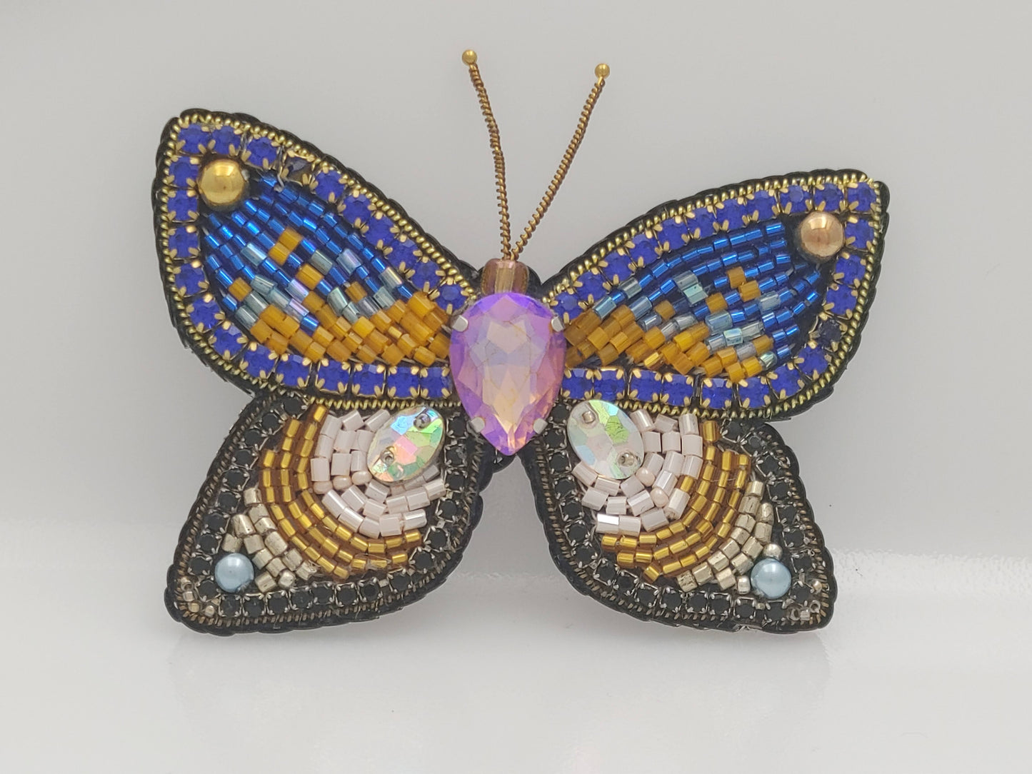 Beaded Butterfly Brooch Handmade