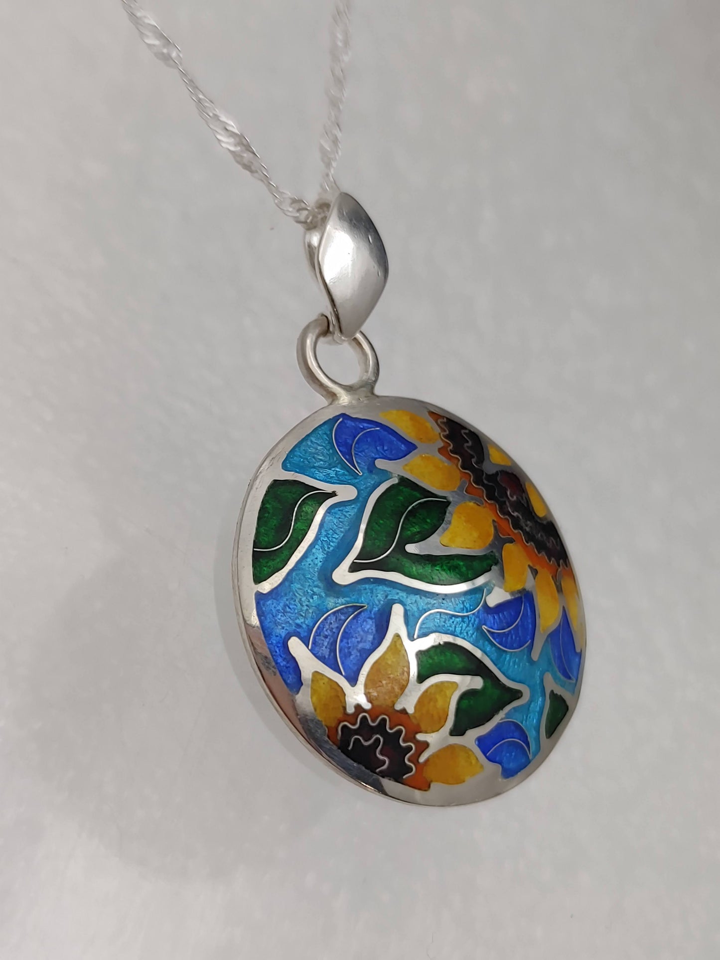 Enamel Cloisonne Sunflower Necklace