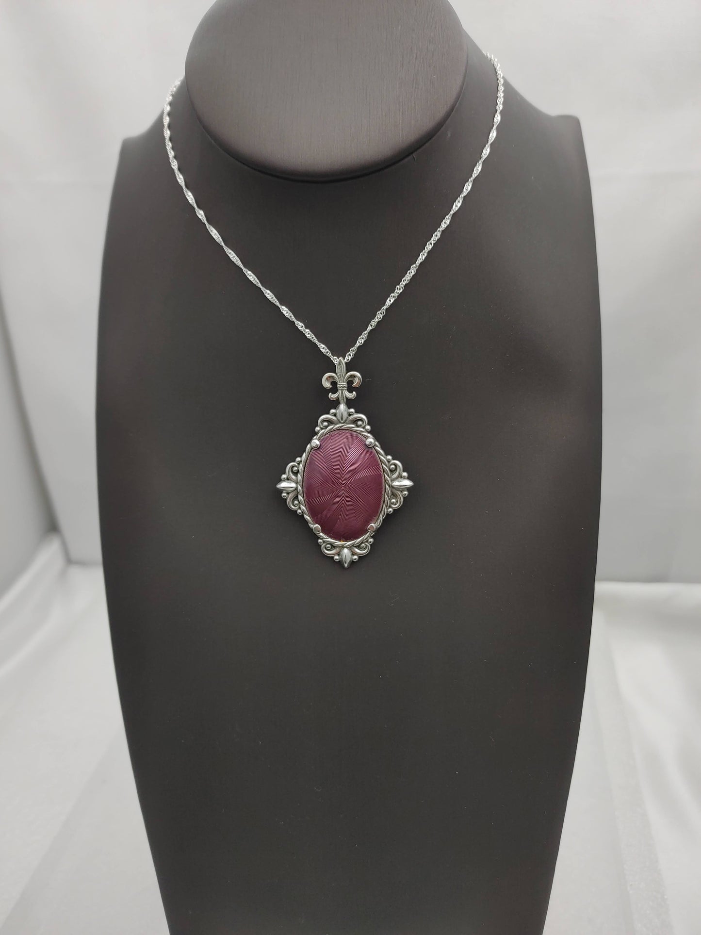 Enamel Guilloché Vintage Looking Pendant Handmade