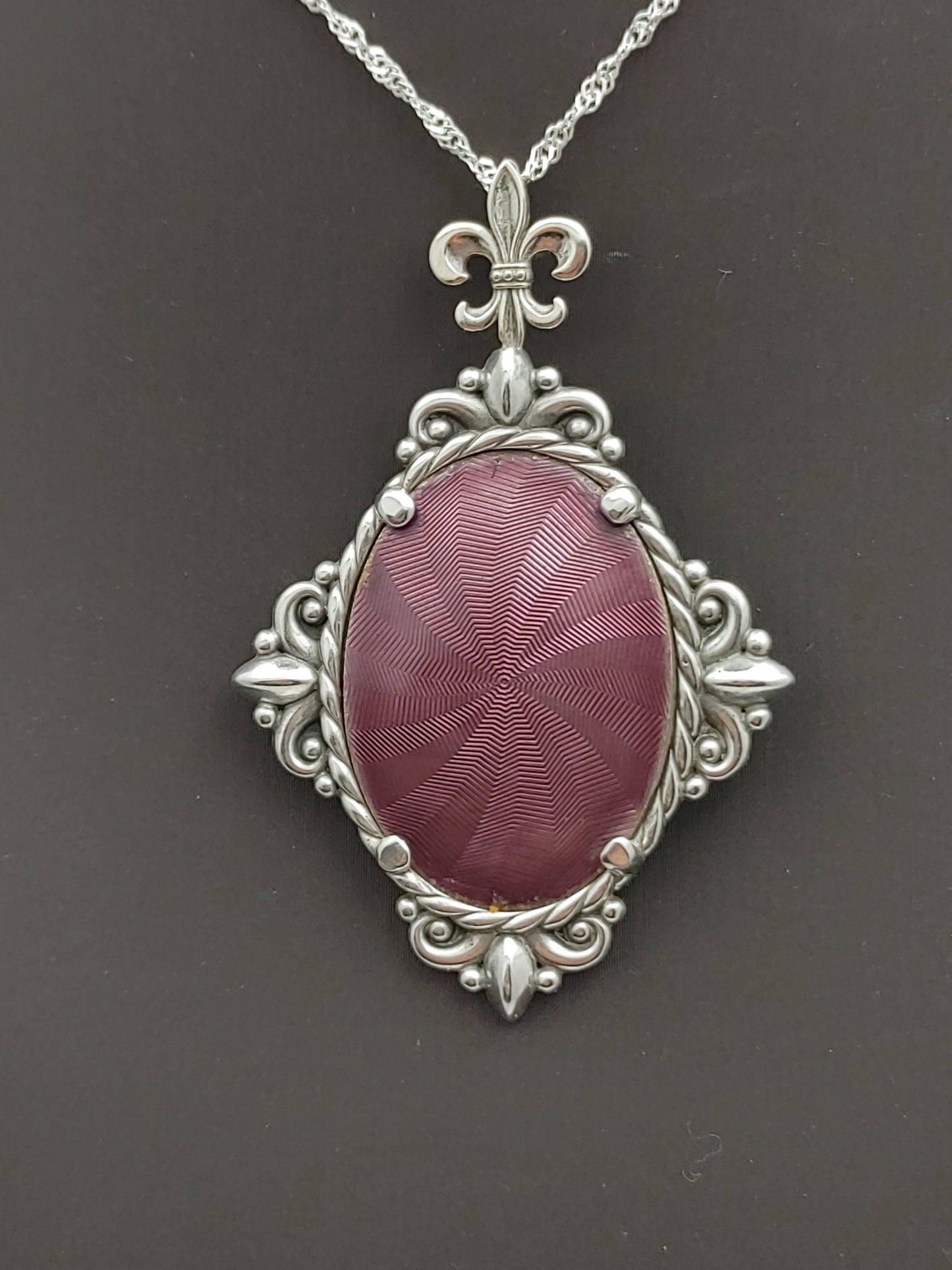 Enamel Guilloché Vintage Looking Pendant Handmade