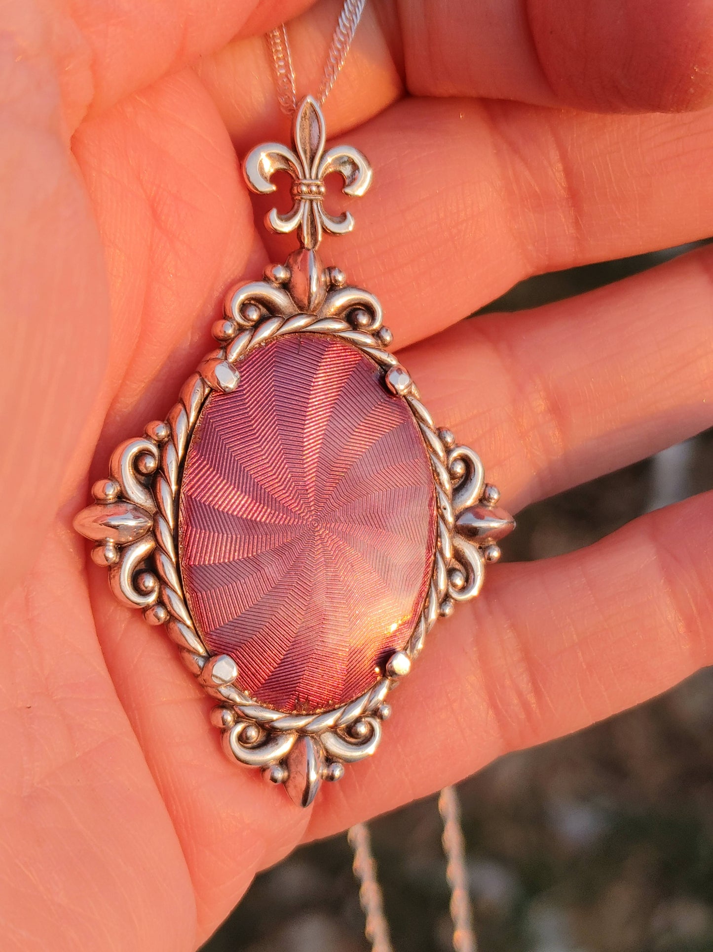 Enamel Guilloché Vintage Looking Pendant Handmade