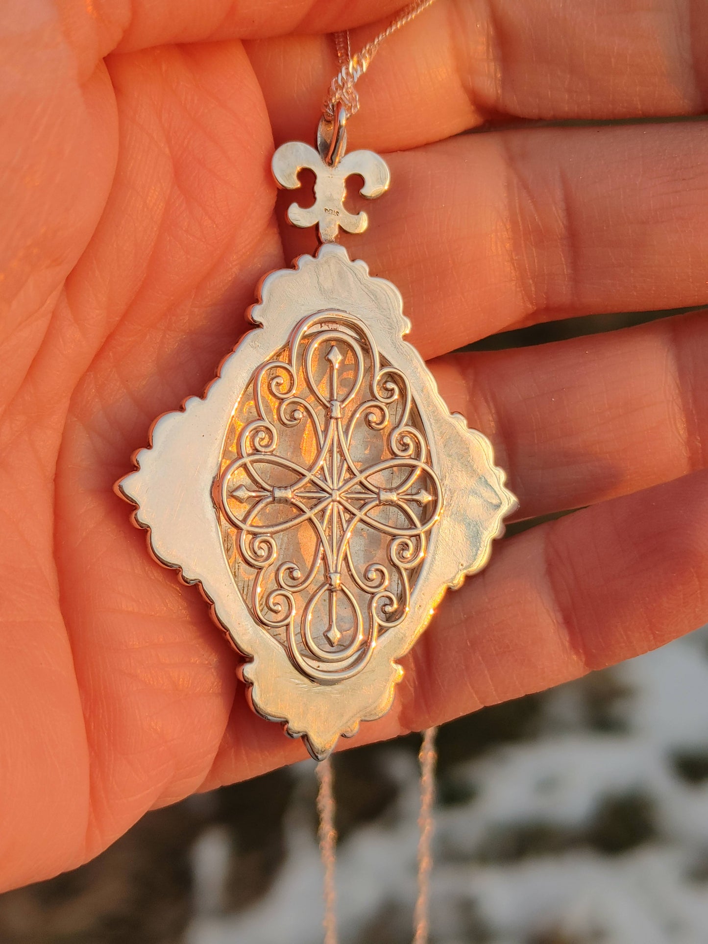 Enamel Guilloché Vintage Looking Pendant Handmade