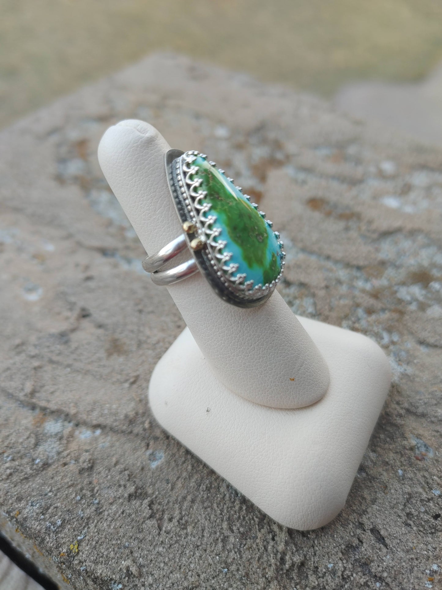 Sonoran Gold Turquoise Ring Sterling Silver With Gold Accents