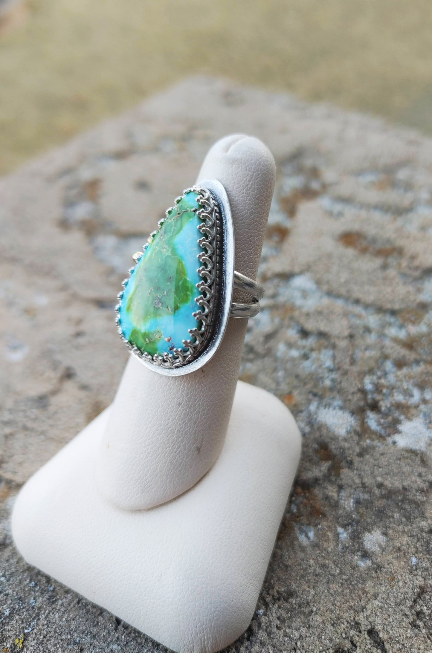 Sonoran Gold Turquoise Ring Sterling Silver With Gold Accents