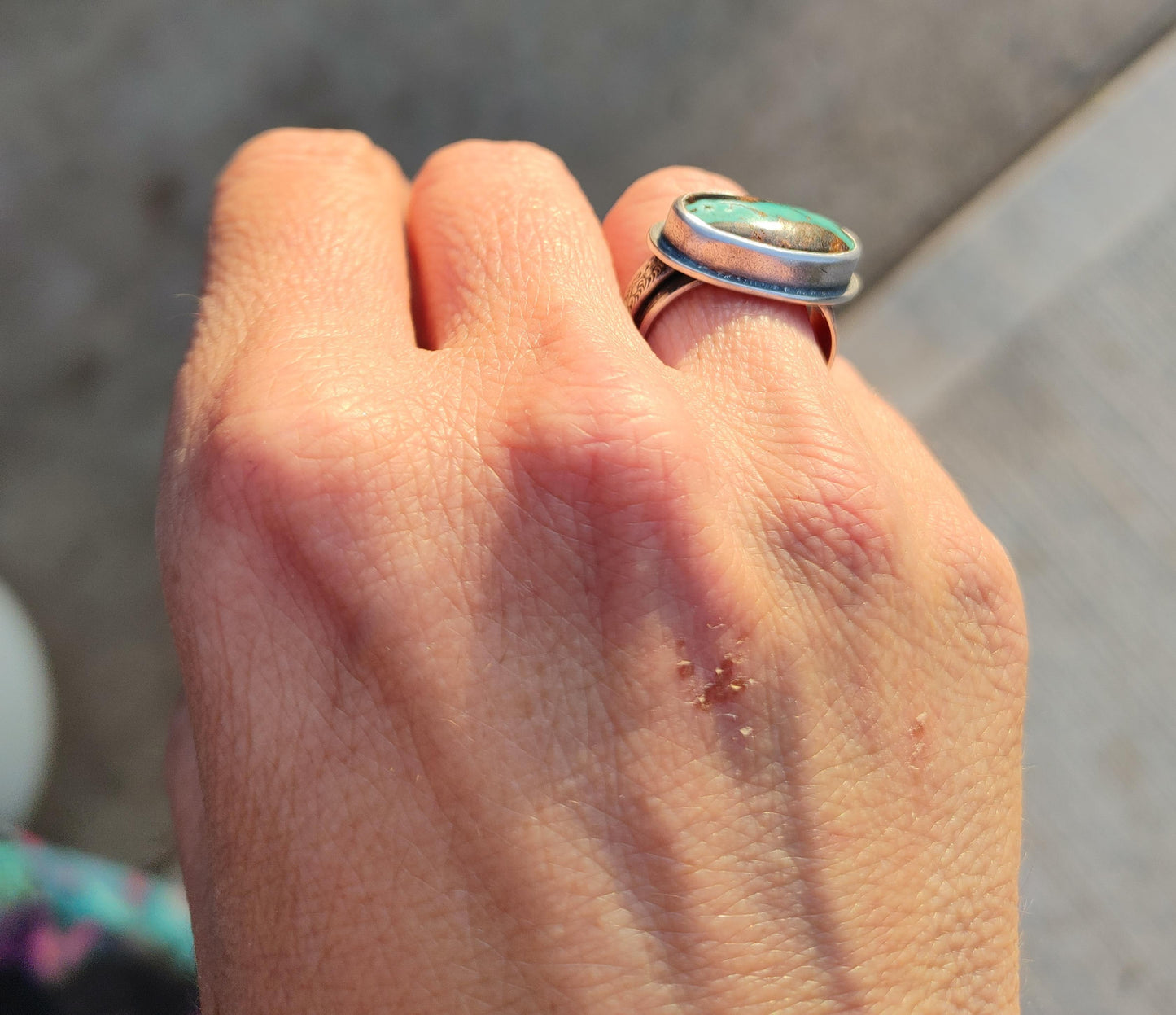 Handmade Blue Moon Turquoise Ring Sterling Silver