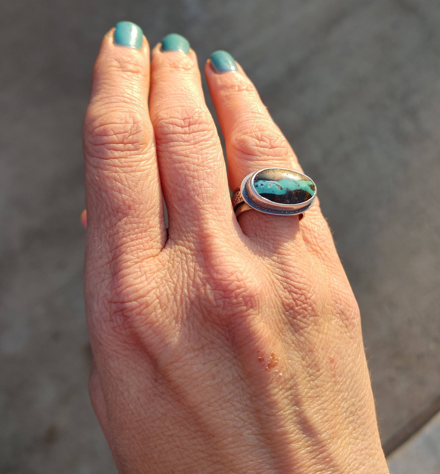 Handmade Blue Moon Turquoise Ring Sterling Silver
