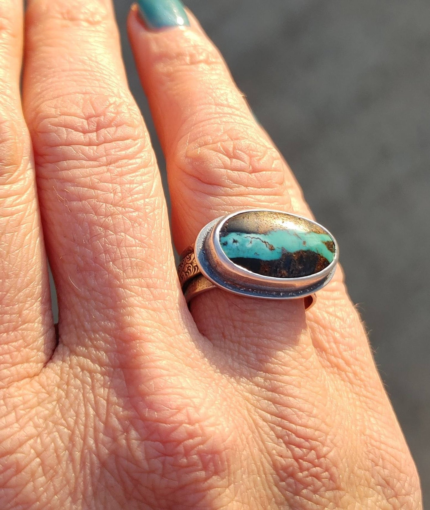 Handmade Blue Moon Turquoise Ring Sterling Silver