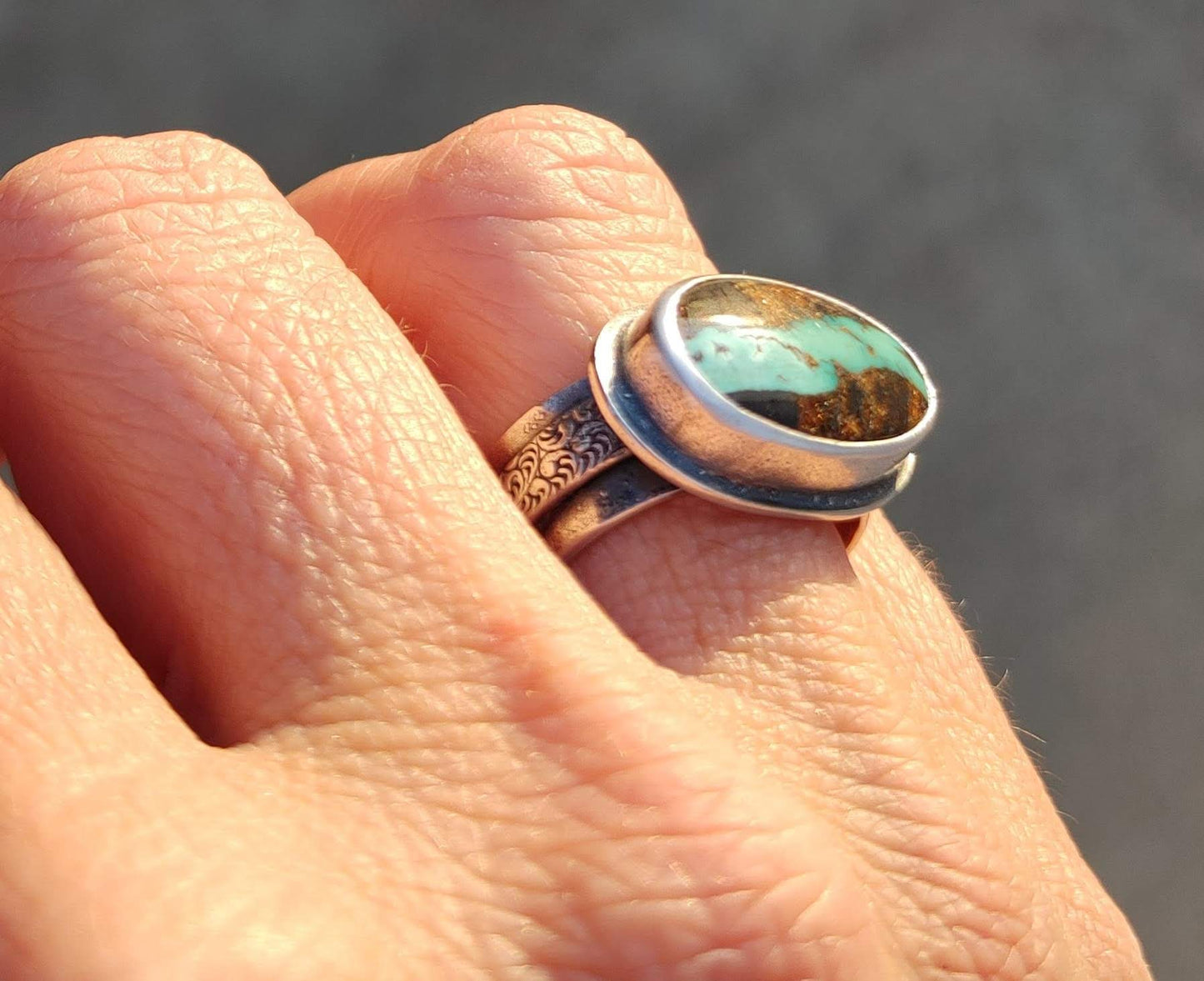 Handmade Blue Moon Turquoise Ring Sterling Silver