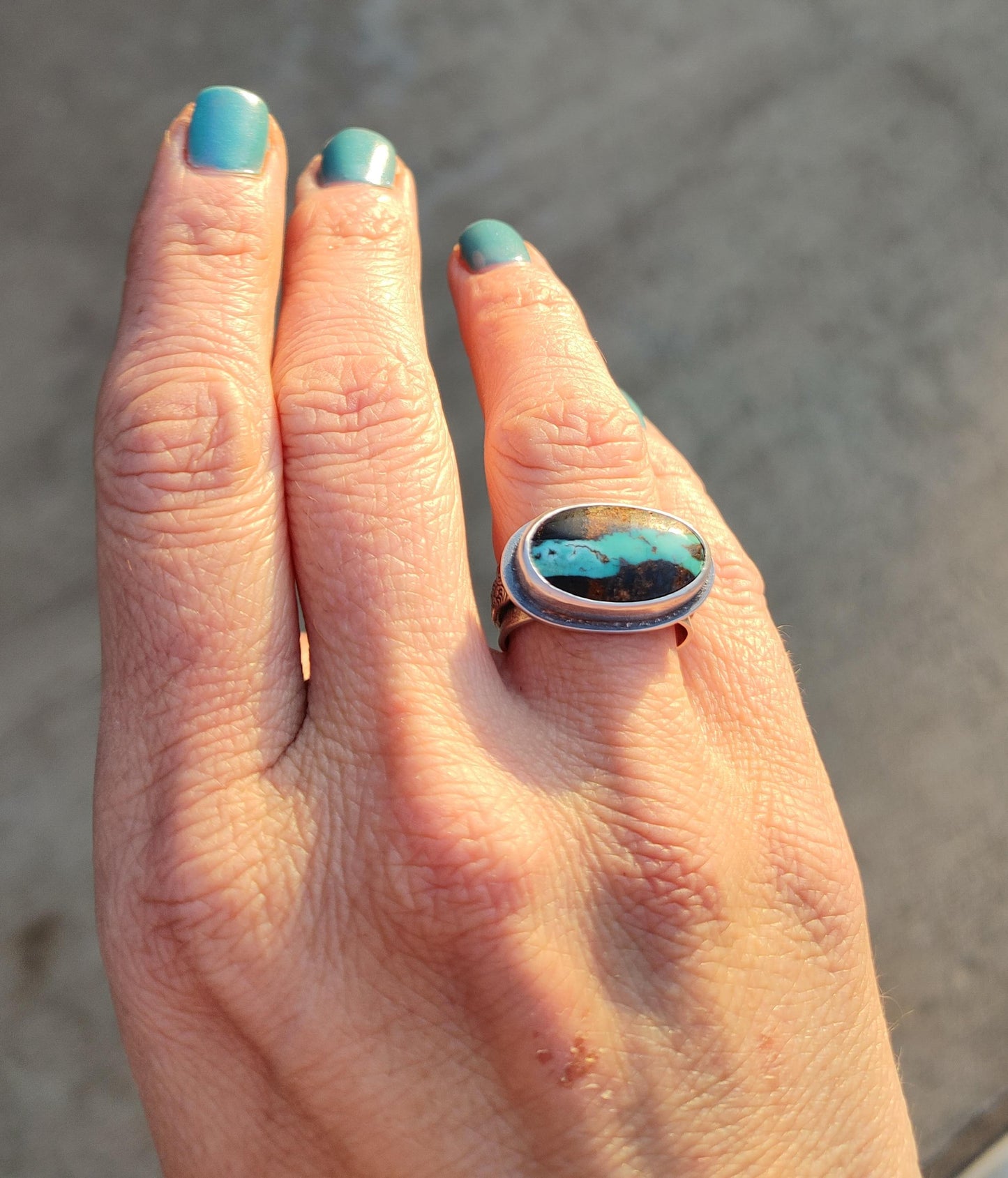 Handmade Blue Moon Turquoise Ring Sterling Silver
