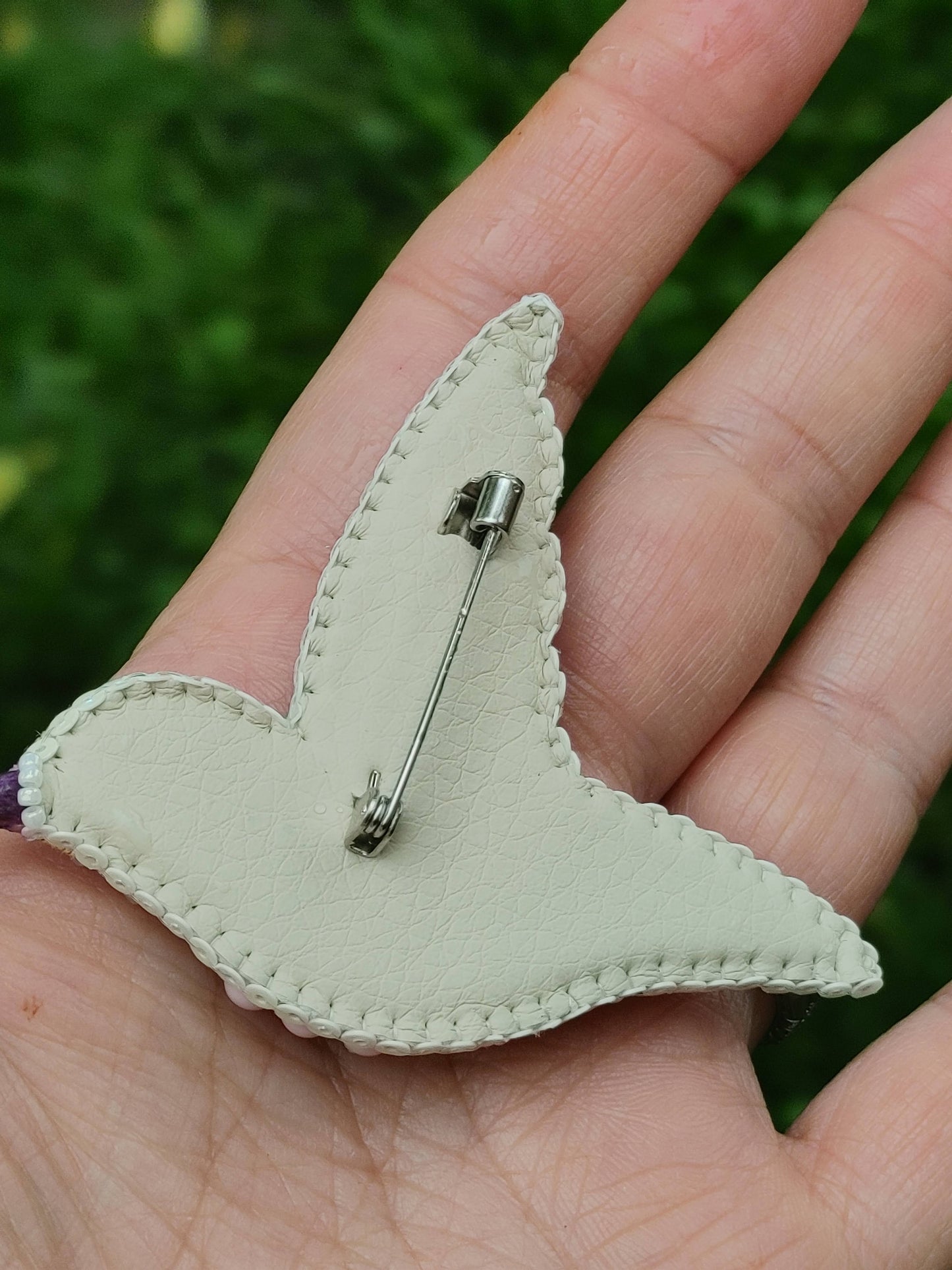 Beaded Embroidered Brooch Humminbird Handmade