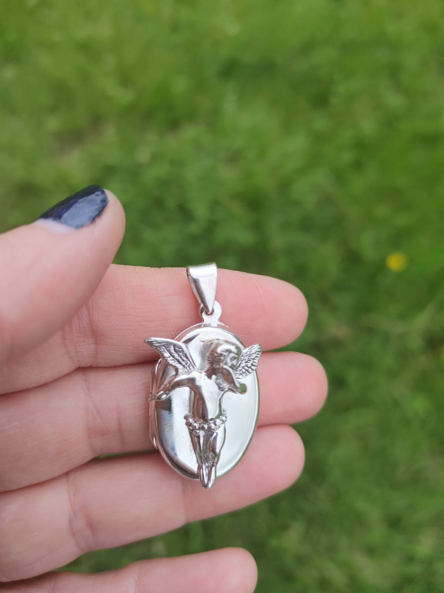 Sterling Silver Cherub Photo Locket