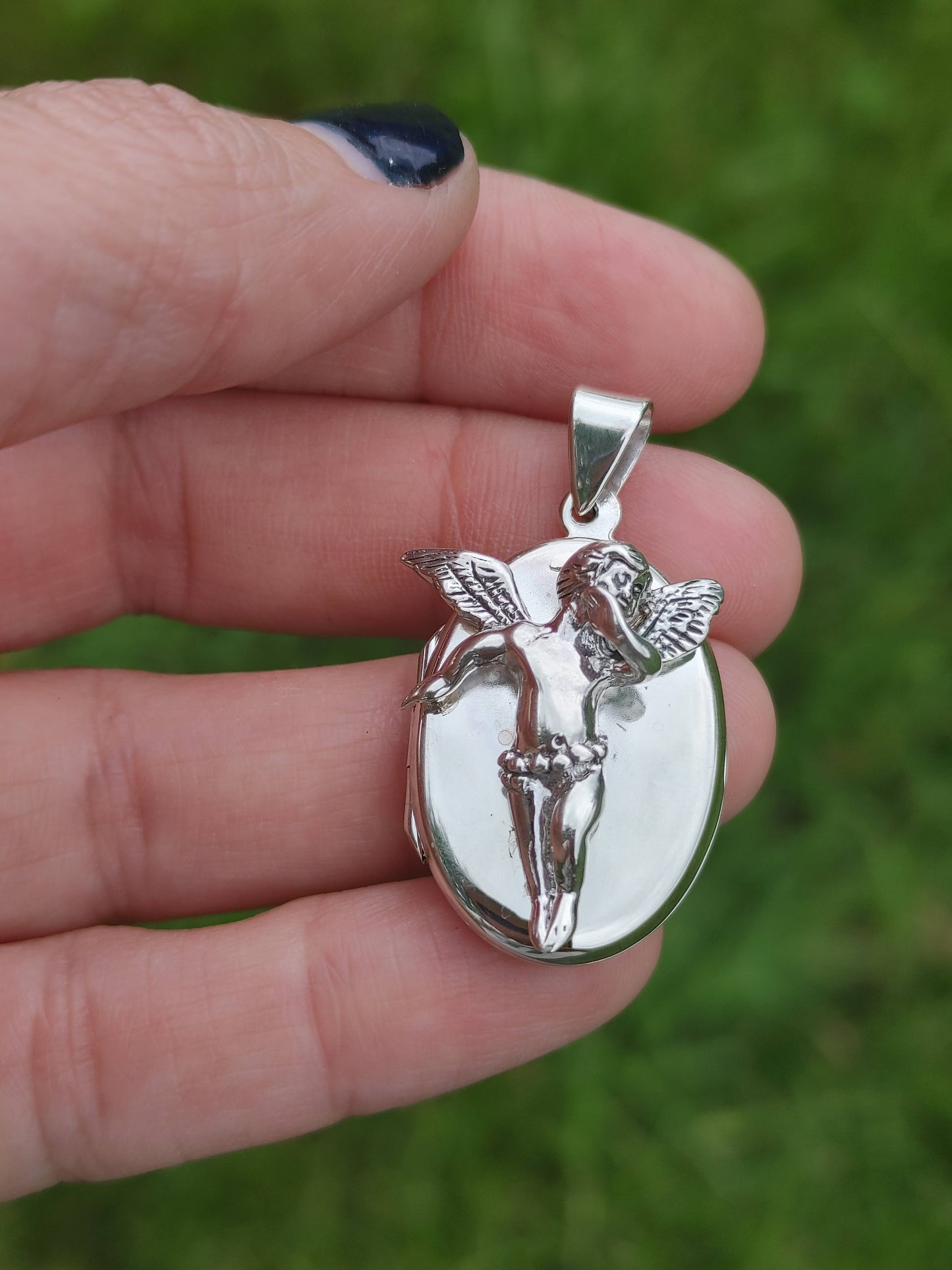 Sterling Silver Cherub Photo Locket