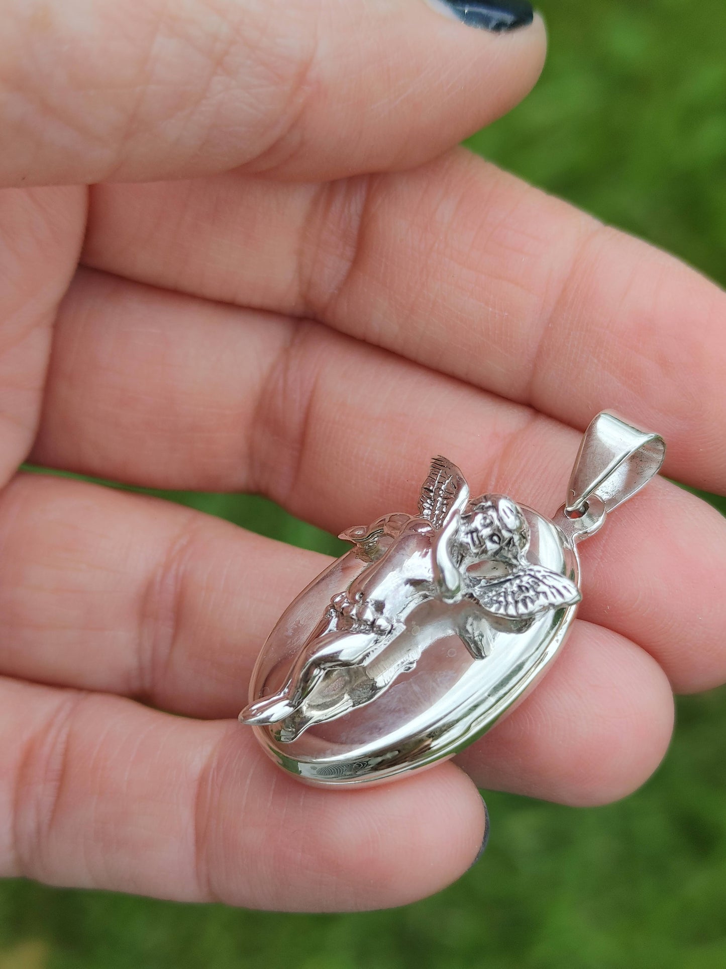 Sterling Silver Cherub Photo Locket