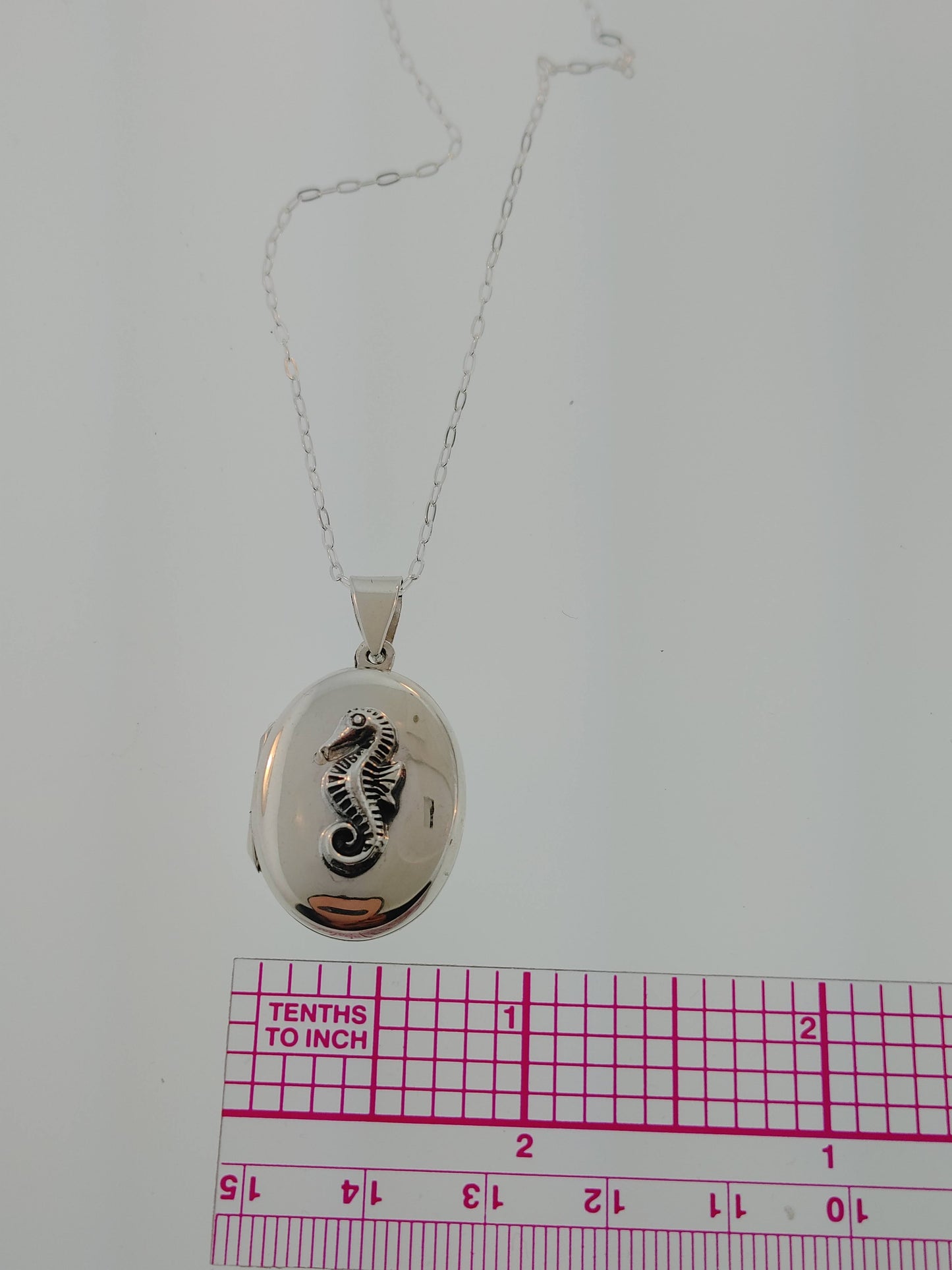 Sterling Silver Seahorse Photo Picture Locket Engravable