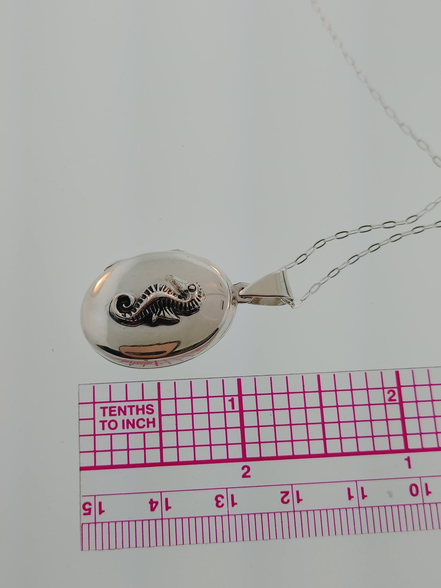 Sterling Silver Seahorse Photo Picture Locket Engravable