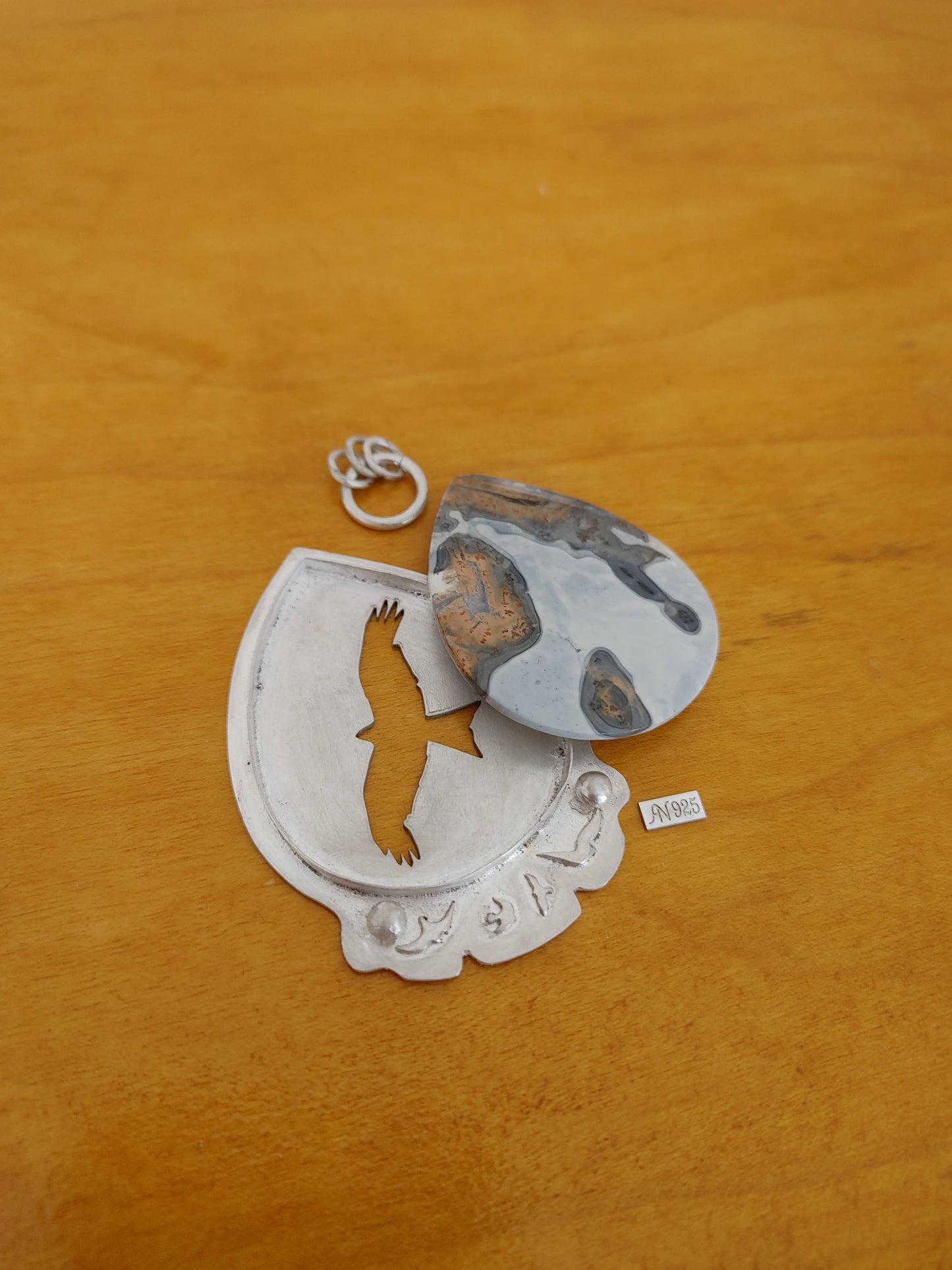 Maligano Landscape Jasper Pendant and Earrings Sterling Silver