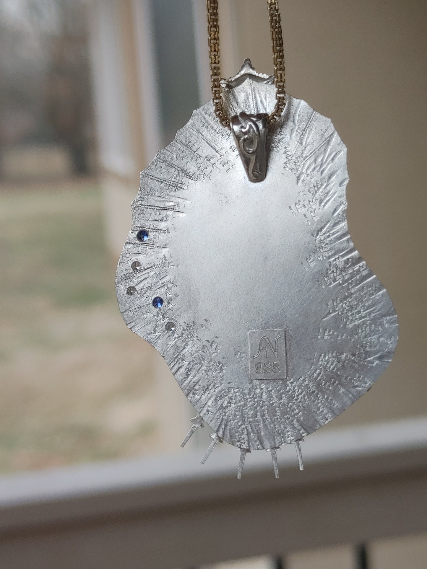 Enamel Cloisonne Seahorse Necklace Handmade 14K Gold Silver